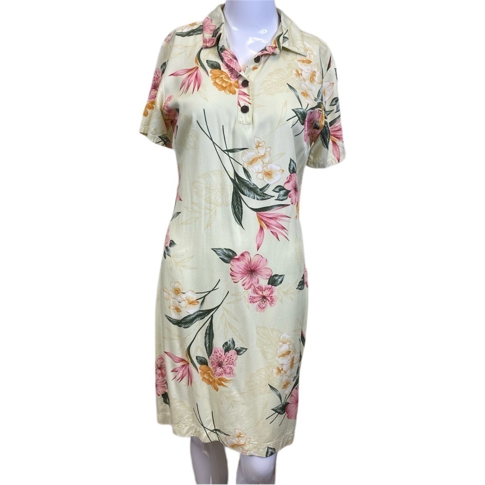 Caribbean Joe Yellow Dress with Flowers- Small